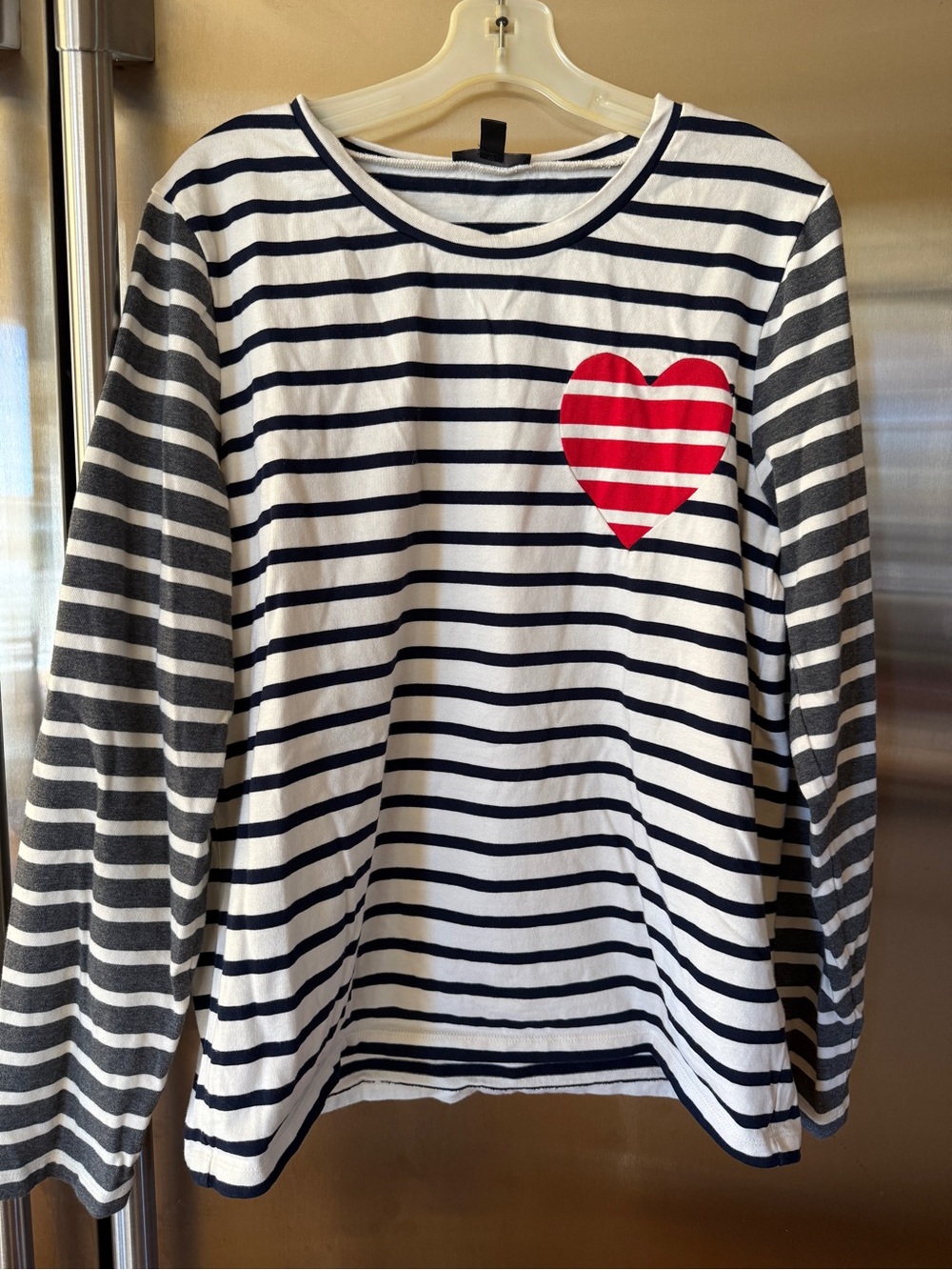 J.Crew Inset Heart Striped Combo Top XL